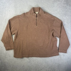 LL Bean 1/4 Zip Sweater Mens XL Short Brown Pullover Fisherman Outdoor Rugged - Picture 1 of 6