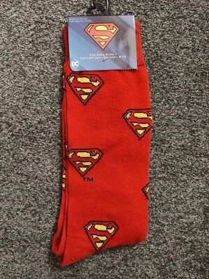 New Superman Socks Show Size 6-12 Crew Socks Novelty  - Image 1 of 4
