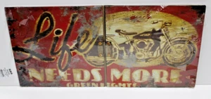 Vintage Rare Harley Davidson LIFE NEEDS MORE GREEN LIGHTS Foldable Metal Sign - Picture 1 of 3