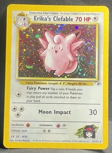 ERIKA'S CLEFABLE Pokemon Card - Gym Heroes - 3/132 - NM / NP 💫 SWIRL 🍥 - Picture 1 of 1