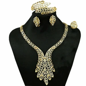 Jewellery Set Gold Plated Party Necklace Earring Set Jewellery - Picture 1 of 3