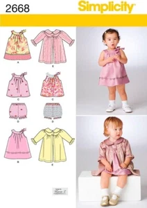 Simplicity 2668 Size XXS-L Babies' Dress Top Panties & Coat Sewing Pattern Uncut - Picture 1 of 3