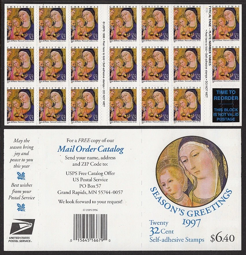 1997 Christmas Madonna Sc 3176a MINT booklet, plate number 1111 - Image 1 of 1