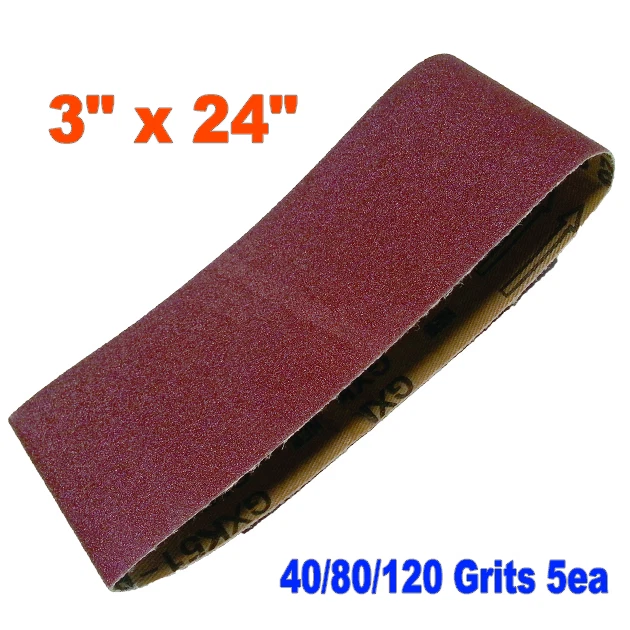 MTP 15x Mix 3" x 24" Sanding Belts Aluminium Oxide 40/80/120 Grits Sander Abrasive