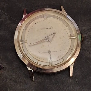 Orologio da polso vintage Wittnauer oro 10k pieno RARO lancette triangolari *parti/riparazione* - Foto 1 di 8