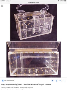 AUTHENTIC Vintage Herb Venzer Lucite Carryall Purse w/ Diamond Detail - AS IS - Picture 1 of 9