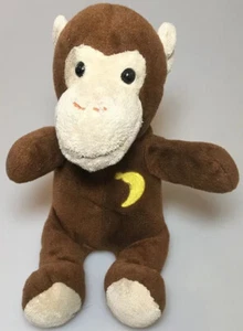 9” Brown MONKEY Embroidered Banana Plush Stuffed Animal Soft Baby Toy Black Eyes - Picture 1 of 3