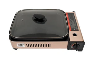 Portable Camping Gas Grill BBQ Cooker with Lid Automatic Ignition System Outdoor - Picture 1 of 11