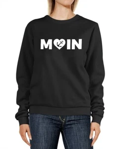 Sweatshirt Damen Aufdruck Moin Herz mit Anker Rundhals-Pullover Pulli Sweater - Bild 1 von 4