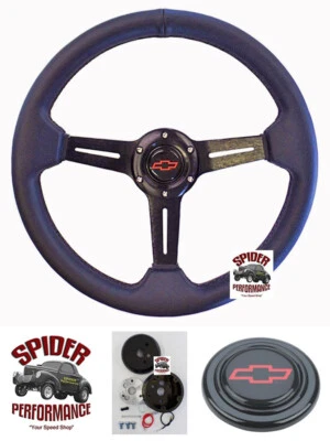 88-94 Suburban Blazer Chevy pickup leather steering wheel BOWTIE 13 3/4" DRIFTER - Image 1 of 4