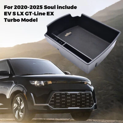 Bandeja organizadora de almacenamiento reposabrazos central para coche Kia Soul 2020-2025 negra Foto 1 de 4
