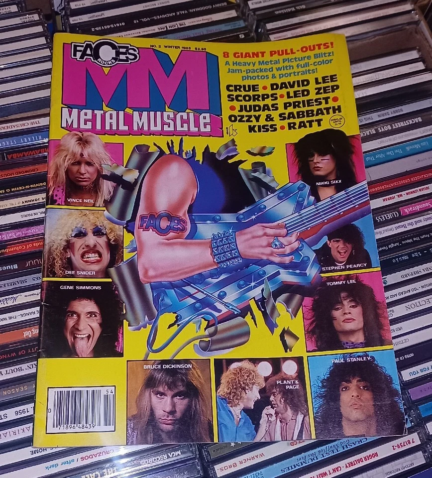 Faces Rocks Magazine METAL MUSCLE 1985 #2 W Posters MOTLEY CRUE KISS OZZY RATT - Image 1 of 1