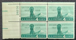 US Scott 1124 - Oregon Statehood - MNH - 1958 Issue - Plate Block of 4 - Picture 1 of 1