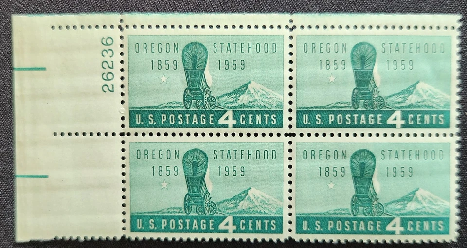 US Scott 1124 - Oregon Statehood - MNH - 1958 Issue - Plate Block of 4 - Image 1 of 1