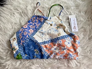 Juniors S Small Bikini Top Blue Floral Crisscross Bralette Swimwear  - Picture 1 of 9