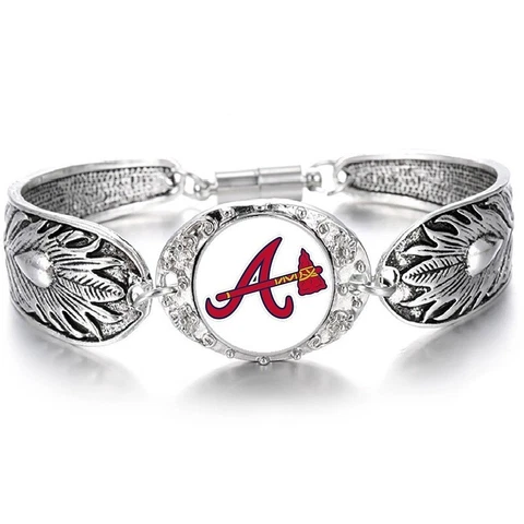 Atlanta Braves Sterling Silver Womens Bracelet Baseball Jewelry w Gift Pkg D3 Cover