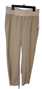 Oh! Mamma Size Medium Tan Wide Leg Maternity Pants Wide Belly Band Stretch NewA - Picture 1 of 3
