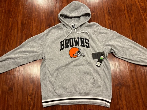 NFL Men’s Cleveland Browns Gray Helmet Hoodie Sweatshirt Extra Large XL Football Cover