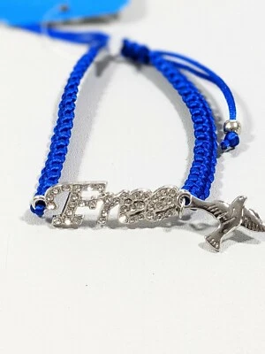 Pulsera ajustable patriótica Claire's Free Bird Charm cristal cordón azul EE. UU.  Foto 1 de 4