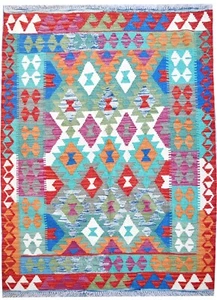 TASH Vegetable Dyed Handmade Afghan Tribal Pure Wool Chobi Kilim Rug 200 x151 cm - Picture 1 of 5