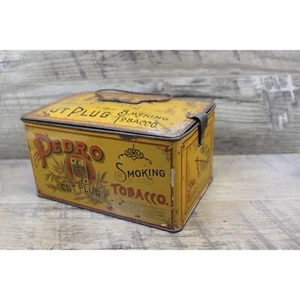 Pedro Cut Plug smoking tobacco advertising lithograph wire handle tin box - Picture 1 of 18
