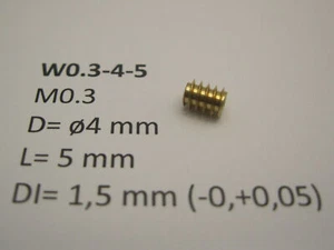 MicromotorEU W0345 - Schnecke Messing M0.3 D=ø4 L=5 DI=1.5 mm - Spur N - NEU