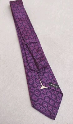 Corbata Kiton Napoli Paisley Hecha a Mano Para Hombre Clásica Seda Negra/Violeta.Nueva Foto 1 de 4