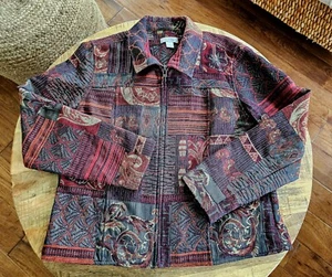 Christopher & Banks Tapestry Zip Up Blazer Jacket Women's Size Large  - Picture 1 of 10