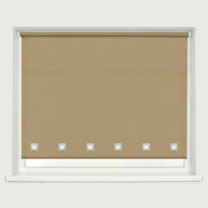 Square Eyelet Roller Blind Cappuccino Plain Fabric Trimmable Window Blinds - Picture 1 of 5