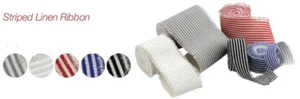 Cinta de lino a rayas de 3" con bordes con flecos rollo de 5 yardas - Imagen 1 de 8
