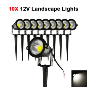 10X 12V Spotlights Cool White LED Outdoor Yard Landscape Decor Hardwired No Plug - Picture 1 of 12