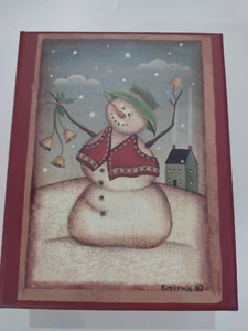 Kim Lewis Snowmen Notecards Box of 16 Cards - 2 Designs with Envelopes Folk Art - Picture 1 of 4