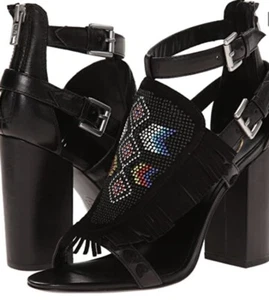 ASH OTTAWA Heeled Sandals Black Leather Size 37M New!! - Picture 1 of 5