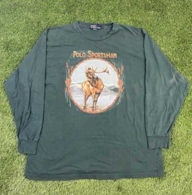 VTG Ralph Lauren Polo Sportsman Shirt Mens Sz XL Green Country Hunter Elk 90s - Image 1 of 4