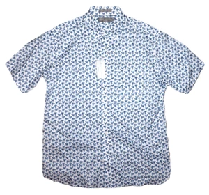 Daniel Cremieux S/S Hawaiian Shirt Large Blue & White Floral Supima NWT (DSS530) - Picture 1 of 2