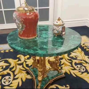 Mesa de centro de mármol malaquita hecha a mano trabajo decoración del hogar - Imagen 1 de 6
