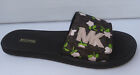New Michael Kors Mk Slide Brown Slip On Sandals Mini Mk Logo Mini Roses Sz 10