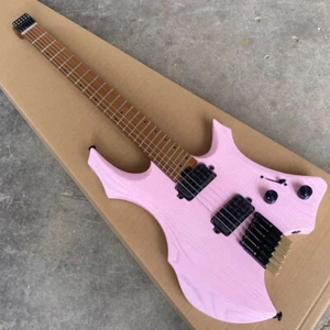 Pink Headless Electric Guitar Jumbo Stainless Steel Frets Roast Maple Ash Body - Picture 1 of 13