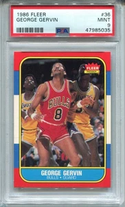 1986 Fleer George Gervin Card PSA 9 MINT Graded Basketball #36 - Bild 1 von 2