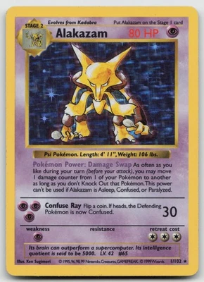 Alakazam Holo Rare Base Set (Shadowless) 001/102 HP - Image 1 of 2