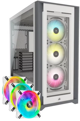 CORSAIR iCUE 5000X Elite Mid Tower Case Bianco + QL120 Elite X3 Nuovo mai usato! - Immagine 1 di 4