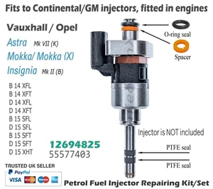 Fuel Injector Service Kit O-Ring 12694825 Vauxhall Opel 1.4 1.5 SGE GDI engines - Picture 1 of 1