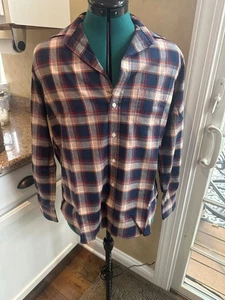 Frank & Eileen $258 Eileen Relaxed Rust Navy & White Plaid Flannel Shirt XS NWT - Picture 1 of 4