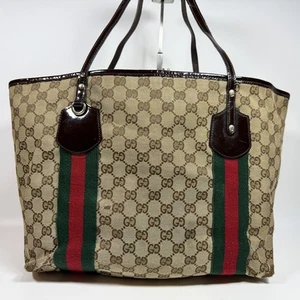 GUCCI Bolso de Hombro Beige Línea Jerez GG Lona Auténtico Usado Japón - Imagen 1 de 10