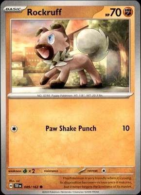 Pokemon - 2X Rockruff #089/162 - SV05: Temporal Forces Common - Image 1 of 2