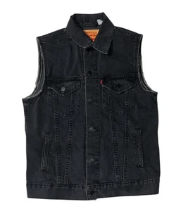 Preowned- Levi’s Sleeveless Gunmetal Finish Denim Vest Mens (Size M) - Picture 1 of 7