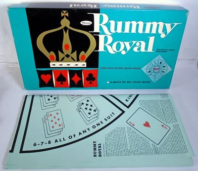 Hoja de juego de plástico Whitman RUMMY ROYAL tamaño mesa 1962 vintage - Michigan Foto 1 de 4
