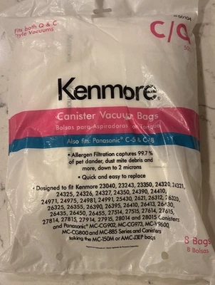 Kenmore  Canister Vacuum Bags Also Fits Panasonic C-5 & C-18  8Bags - Image 1 of 2