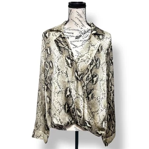 Neu Endless Rose Snake Animal Print Satin Wickelbluse Oversize Whimsigoth Top S - Bild 1 von 8