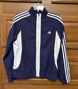 Adidas Gr. Large Full-Zip Jacke Damen lila weiß gestreift Taschen 2096 - Bild 1 von 6